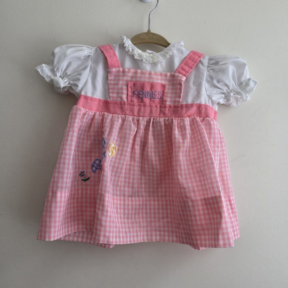 Vintage Embroidered Pink Baby Girls Dress 3-6 Monthβ Plaid